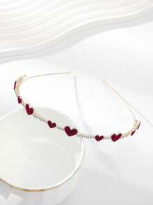 1 szt. Opaska do włosów z kryształkami, flokowana, dla kobiet, codzienny dodatek do włosów do mycia twarzy - Czerwony - Zobacz 2