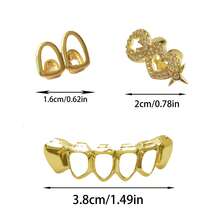 1 Set Fashionable Dual-Tone Smooth Zirconia Star Hollow 6-Tooth Grillz, Unisex Daily, Nightclub, Party Cool Accessory Teeth Grillz