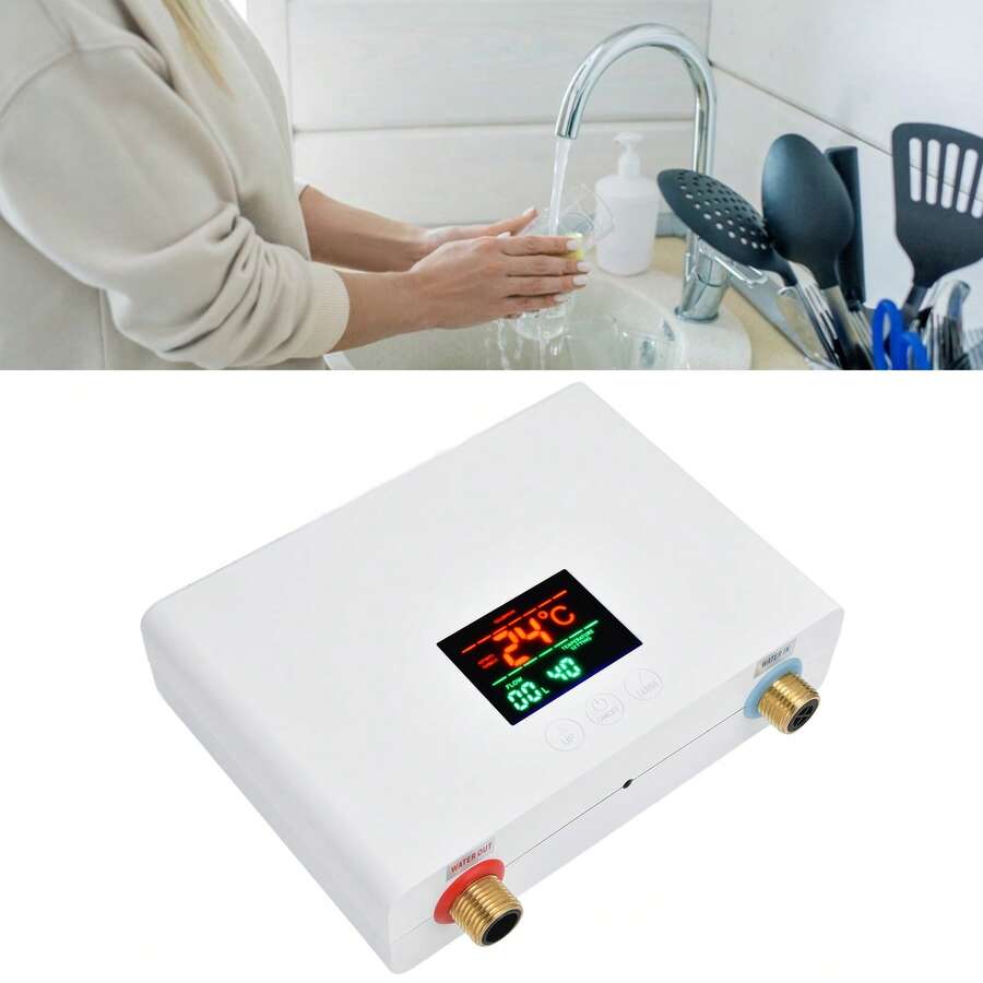 Calentador de agua instantáneo sin tanque IPX4 de 3000 W con panel táctil y control remoto para cocina y baño - Tipo de Enchufe B USA (110-127V) - Ver 1