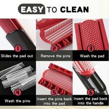 Hair Brush For Women Men Curly Wet Or Dry Hair Classic Detangling Brushes 7 Row For Natural Thick Hair, Blow Styling Separating, Shaping Defining Curls Tools Travel Bristle Black Hairbrush - ColorE - View 5