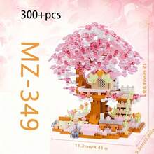 新款樱花盆栽树屋拼搭套装，成人迷你拼搭套装，迷你盆栽树屋玩具，适合万圣节/感恩节/圣诞节/复活节/情人节礼物（不含灯饰），多种颜色可选，电影/花卉/植物/爱情/童话主题，ABS树脂材质 - 彩色 - 查看 14