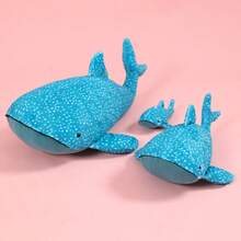 1个可爱卡通海洋动物鲸鱼毛绒公仔软枕，蓝鲸玩偶，海洋主题纪念品，儿童生日、情人节、复活节、母亲节礼物 - 藍色 - 查看 4