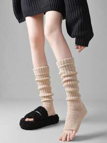 1/2/3 Pairs Women's Solid Color Rib Knit Leg Warmers, Decorative Knitted Leg Warmers, Minimalist Vintage Style, High Elasticity, Comfortable And Warm, Can Be Paired With Boots, Suitable For Autumn/Winter Daily Wear - Multicolor - View 9