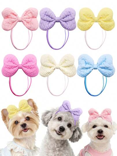 3/10件装可爱绗缝布宠物蝴蝶结发带，幼犬服装，可爱俏皮的狗狗猫咪节日拍照和装扮头饰，柔软亲肤的宠物摄影派对装饰发饰，充满圣诞节/生日/情人节/约会氛围