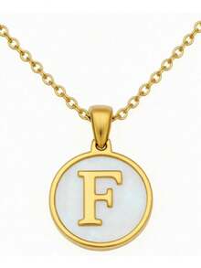 1pc 18K Gold Stainless Steel Letter Pendant Necklace - Gold - View 7