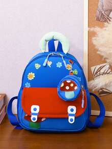 This New Preppy-Style Backpack Features A Small Mushroom Pattern, Is Unisex, Lightweight, And Simple, Making It Suitable For Campus Use Or Travel. - Cartoon Backpack - View 6