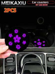 MEIKAXIU 2pcs 3D Floral Fabric Cup Mats, Car Cup Holders Coasters, Car Decor Accessories, For Women - Bubble Flowers - View 9