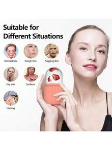 1pc Silicone Ice Cube Tray, Reusable Facial Ice Roller For Beauty Skincare, Face & Eye Massage Ice Roller, Back To School Essential - Multicolor - View 4