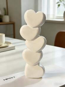 1 Stück weiße herzförmige Vase - modernes bohemisches mehrschichtiges Herzdesign, hochwertige Keramik, geeignet für Valentinstag, Hochzeit, Büro, Schlafzimmer, Kaminsims und Tischdekoration - keine Batterie erforderlich, glatte Textur, Valentinsgeschenk, Heimdekoration - Verschiedenfarbig - Übersicht 10