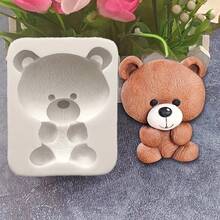 1pc Cute Teddy Bear Handmade Polymer Clay Mold, DIY Plaster Aromatherapy Silicone Mold - Apricot - View 2