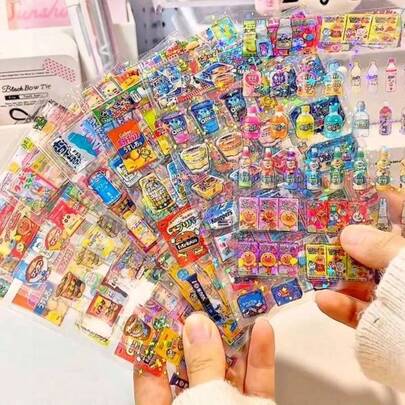 Shiny Retro Japanese Food Series Scrapbooking Stickers, Cute Cartoon Snack Diary Stickers, DIY Decorative Stationery Stickers