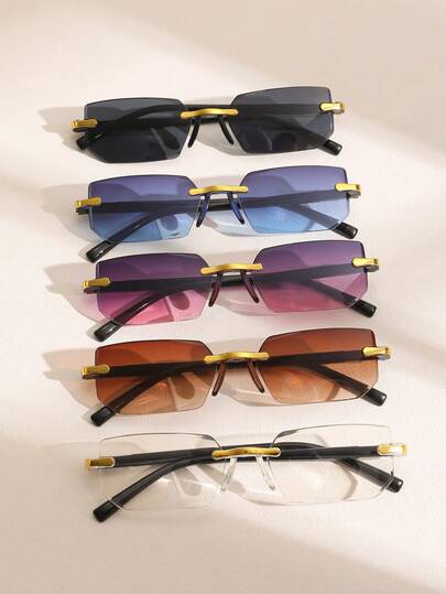 5pcs Bohemian Style Women's Fashionable Frameless Glasses Set, Versatile For Daily Wear, Parties, Street Style, Summer Essential, Casual, Business, Dating, Outdoor, Y2K