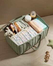 Bolsa para panales, bolsa multifonctionnel para guardar artículos de baby and maternidad, bolsa plegable para panales, rose - Vert menthe - Voir 1