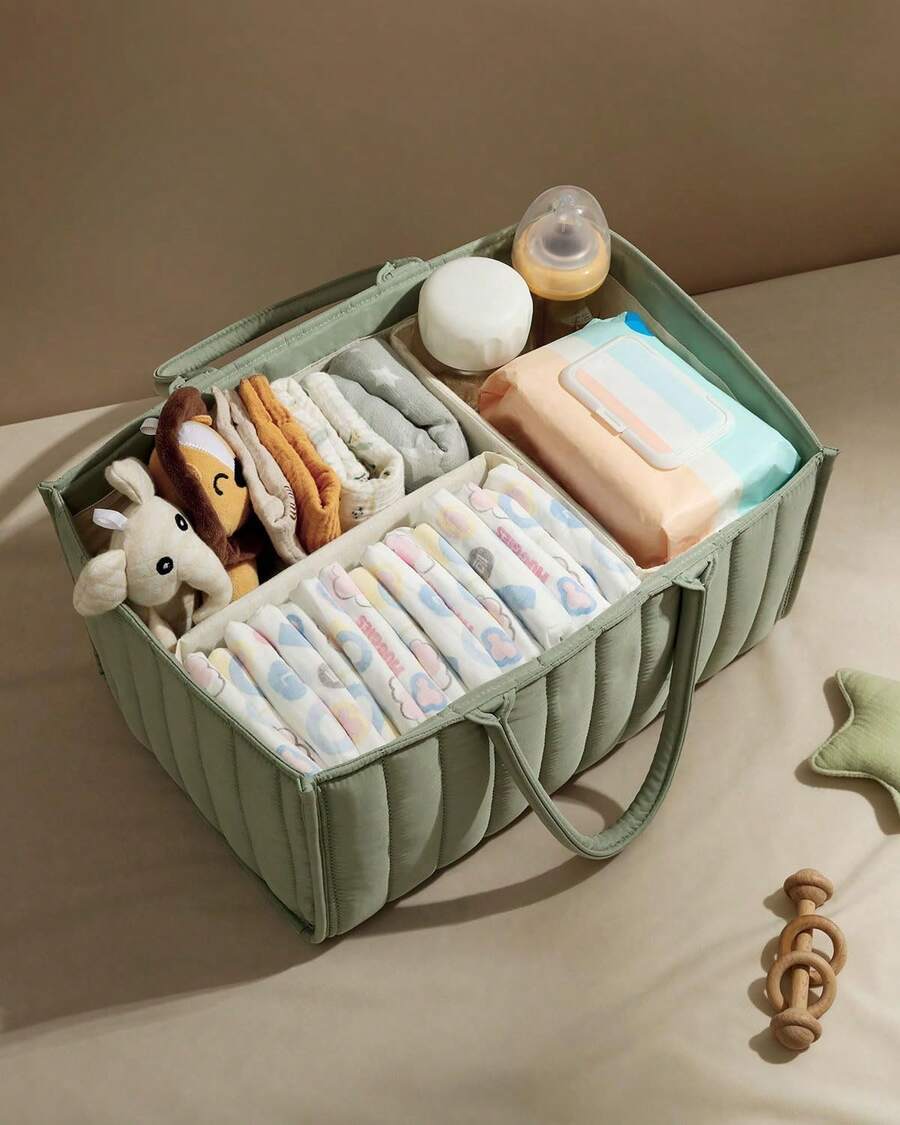 Bolsa para panales, bolsa multifonctionnel para guardar artículos de baby and maternidad, bolsa plegable para panales, rose - Vert menthe - Voir 1