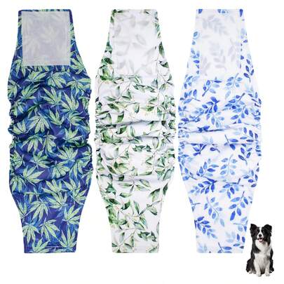 3PCS Reusable Dog Diapers For Male Dogs, Soft Breathable Puppy Diapers With Adorable Prints, Adjustable Waist For Incontinence, Post-Surgery Care & Indoor Training