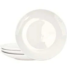 Dinner Plates Set Of 4, 10.3 Inch Ceramic Plates - Microwave, Oven, And Dishwasher , Scratch Resistant - Modern Dinnerware Dish Set For Kitchen Serving - White