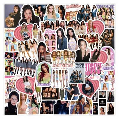61 PCS Katseye Stickers Deluxe Collection | High-Aesthetic Stickers | Multi-Scene Adhesive: Compatible With Computers, Laptop, Tablet, Skateboards, Luggage, Guitars, Helmets, Insulated Cups, Journal Collage, Gift Wrapping Stickers, Art & Crafts