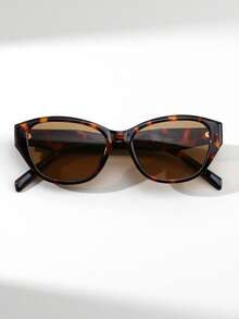 1副女士猫眼PC镜框花卉复古百搭街头风时尚眼镜 - 彩色 - 查看 4