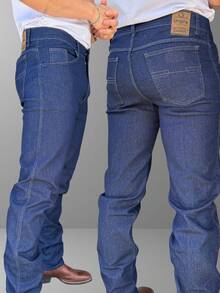 Kit 3 calças básicas com elastano, Conforto para Dia a Dia e Trabalho, 36 AO 54 Unglis jeans - Azul - Visão 7