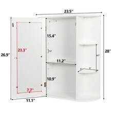 Bathroom Cabinet Wall Mount Medicine Cabinet With Single Mirror Door Adjustable - White - View 3