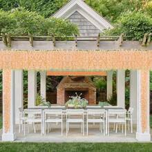 人造户外紫藤花环，75英寸人造紫藤花环，配丝绸花环，适用于婚礼拱门、花园派对、家居天花板、墙面背景、帐篷装饰 - 粉色 - 查看 5