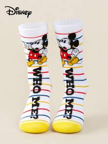 Disney 迪士尼 1/3/5 双装 春夏迪士尼经典角色（唐老鸭/高飞/米妮/米奇/黛丝/布鲁托）大胆波普艺术风格混搭图案条纹弹力透气船袜 日常休闲/国际妇女节/圣帕特里克节迪士尼角色袜 柔软舒适时尚袜 青少年及成人 - 彩色 - 查看 20