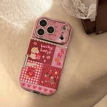 Kavenfort Electroplated Silver/Gold Plated Floral Horse Year Of The Horse New Year Phone Case Compatible With IPhone 17/16 Pro Max, Leather Texture Gold Plated Pink Horse Pendant Chain Compatible With IPhone 15/14/13, Personalized, Creative, Retro, Chinese Style, Geometric, Cartoon, Color Blocking, Niche, Ins Style - Pink - View 7