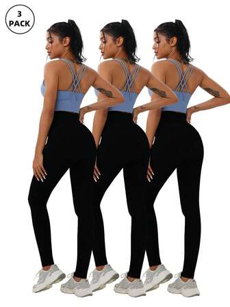 三条装女士黑色休闲紧身裤，高弹力修身款，柔软舒适的磨毛面料，适合健身、跑步、户外、度假、海滩、散步、深蹲、瑜伽等运动，无缝设计。