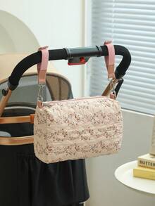 1pc Ditsy Floral Pattern Portable Diaper Bag, Can Be Hung On Baby Stroller - Multicolor - View 16