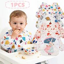 1pc Newborn Reversible Bib, Baby Feeding Smock, Infant Eating Clothes, Unisex - Multicolor - View 1