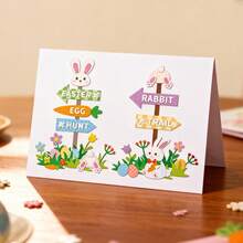 创意复活节兔子切割模具，DIY剪贴簿相册和压花模板，贺卡制作工具，卡片纸切割工艺品，礼品卡制作模板模切。 - 銀色 - 查看 1