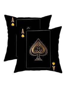 1/2/3/4pcs, High Quality Luxury Black Golden Throw Pillow Cover King Queen Ace Of Spades Unique Decoration For Living Room Bedroom Den Car 17.7*17.7 Inches - Black and Gold - View 13