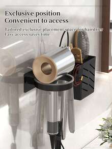 No-Drill Wall-Mounted Hair Dryer Space-Saving Bathroom Storage(Rack No Drilling)-Suitable For Home And Salon Use Modern Plastic Hair Dryer Storage Rack With Cord Hook,For Bathroom Storage,Space-Saving Hair Dryer Stand,Practical Hook - Multicolor - View 5