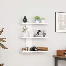 Estantería de almacenamiento de pared multicapa, hecha de tablero de fibra, estantería multifuncional para exhibición para oficina y decoración del hogar, adecuada para coleccionar estatuas y figuritas, estantería decorativa y práctica - Blanco y Negro - Ver 3