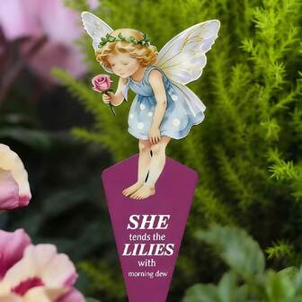 1pc Metal Garden Decor With Fairy & Floral Pattern, Suitable For Decorating Yards, Patios, Lawns, Planters, Etc. Ideal For Spring And Weddings, Great For Gardening Enthusiasts And Home Decor Lovers.