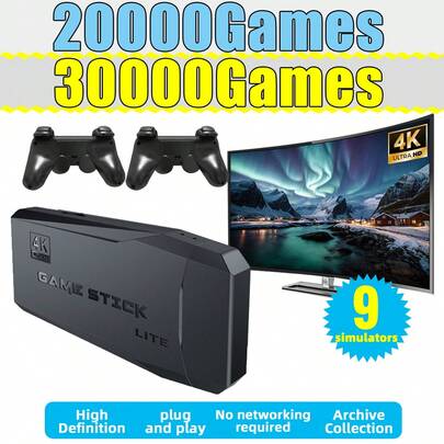 1 Set Home Game Console, 1 Dual-Player Independent Game Console Connected To TV, 1 New Cartridge-Type FC Game Box, 1 Red And White Wireless Controller, 1 HD Interactive Game Console (With 30,000 Games), 1 GBA Emulator, And 1 Arcade Game