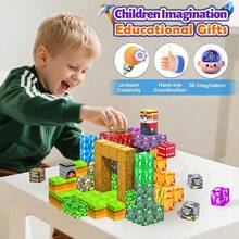 300pcs Magnetic Building Blocks, Magnetic Stacking Cube Toys, Suitable For 3-8 Years Old Children, Can Build Lava Treasure World, STEM Educational Toys, Sensory-Montessori-Autism-Magnetic Toys, Christmas & Birthday Gift For Boys And Girls - Multicolor - View 4