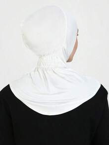 1pc Women's Fashionable Abaya Accessories Solid Color Chin Covering Elastic Headscarf With Hat And Neck Warmer Headband Soft Hijab Under Cap Women Veil Hair Accessories Personalized Gifts Hair Ties - 白色 2 - 查看 2