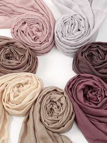 1pc Women's Solid Color Viscose Headscarf, Soft Wide-Edged Headband, Versatile Sun Protection Hijab Scarf, Suitable For Daily Wear - Beige - View 2