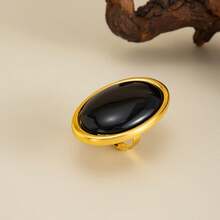 Nhẫn nhựa hình bầu dục màu đỏ tối giản cổ điển, nhẫn thanh lịch kiểu vintage, phụ kiện trang sức quyến rũ cho các bữa tiệc, quà tặng dành cho phụ nữ. - Nhiều màu - Xem 10