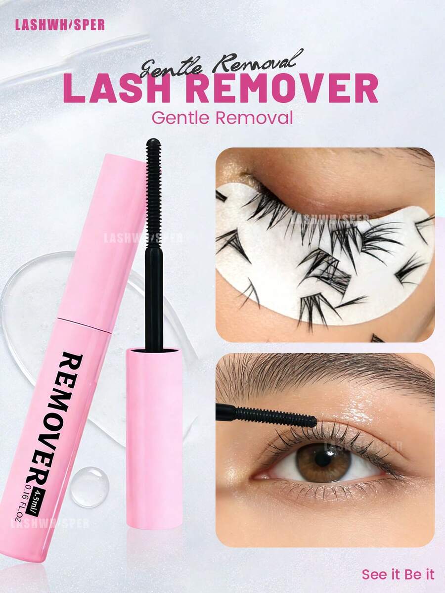DIY Eyelash Extension Glue Remover, Gentle & Non-Irritating Eyelash Glue Remover Suitable For Cluster And Individual Lashes, For Home Use - Pink - View 1