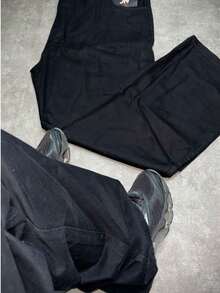 Calça Balão/Baggy Preto-Sarja Dazzling Original Larga Sportlife Basica  Calças Jeans - Preto - Visão 7