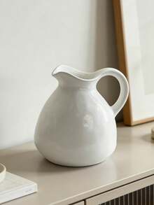 白色水罐花瓶，现代农舍风格，可用作花瓶、家居装饰、桌面摆件，适用于客厅、卧室，波西米亚风装饰