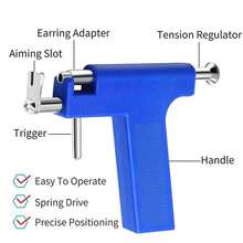 100件装可重复使用穿耳枪套装，含不锈钢耳钉 - 专业穿耳套装 - 小黑槍+100顆光面[散裝]耳環 - 查看 5