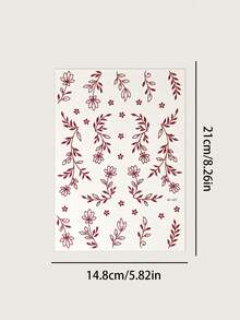 2张酒红色蕾丝花卉印花临时纹身贴纸，曼陀罗防水手指纹身贴纸，适用于节日、派对、婚礼和表演，曼海蒂图案人体彩绘 - 棕色 - 查看 12