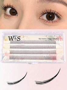 4 Rows/160 Clusters C Curl A Type False Eyelashes, Delicate Magnifying Eyes, Anime Lashes Natural & 3D, Suitable For Daily, Party, Makeup - 9mm-11mm - Black - View 1