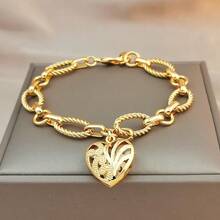 24k Gold-Plated Copper Bracelets,Heart Locket Charm Suitable For Women To Wear Wedding Party Gifts On A Daily Basis