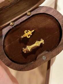 两件套优雅鸢尾花戒指套装，简约铜质镶钻金色开口戒指，适合女性日常、派对、节日、约会、情人节、周年纪念日佩戴，亦可作为珠宝礼物。 - 金色 - 查看 8