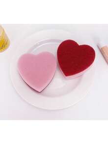 15PCS/6PCS/2PCS/1pc Heart-Shaped Sponge Scrubber For Kitchen Cleaning, Dishwashing, Cup Washing, Pot Scrubbing, Cleaning Sponge, Bathroom Cleaning Sponge, Beautiful Gift For Elders On Holidays. - LOVE - View 5