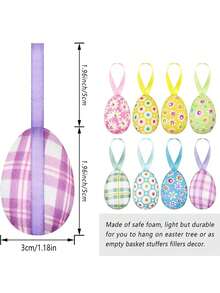 8pcs Colorful Easter Decorative Eggs, Foam Wrapped Colored Eggs, Hanging Style Decorative Eggs, Lucky Eggs, Spring Easter Decorations, Decorative Baskets, Easter Tree Ornaments, Game Prizes, Easter Gifts, Holiday Birthday Party Favors And Home Decor - Nhiều màu - Xem 7